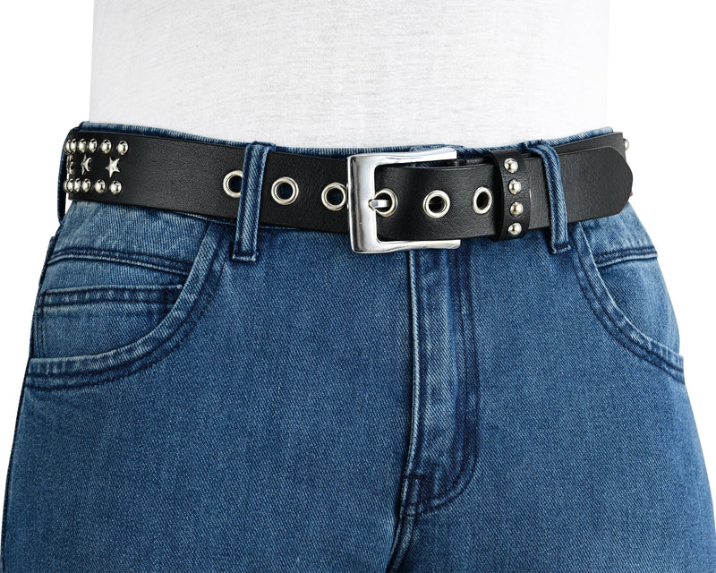 Stars Studded Genuine Leather Belt Punk Rock Gothic Style - 