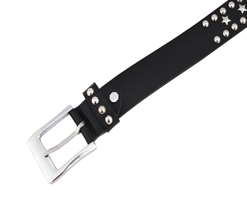 Stars Studded Genuine Leather Belt Punk Rock Gothic Style - 