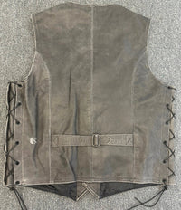 Stonewash Grey Side Lace Classic Mens Leather Vest Waistcoat - 