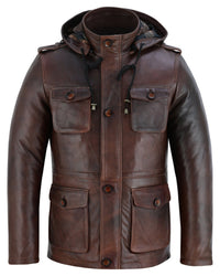 Stylish Men's Leather Parka Jacket for a Smart Casual Look -