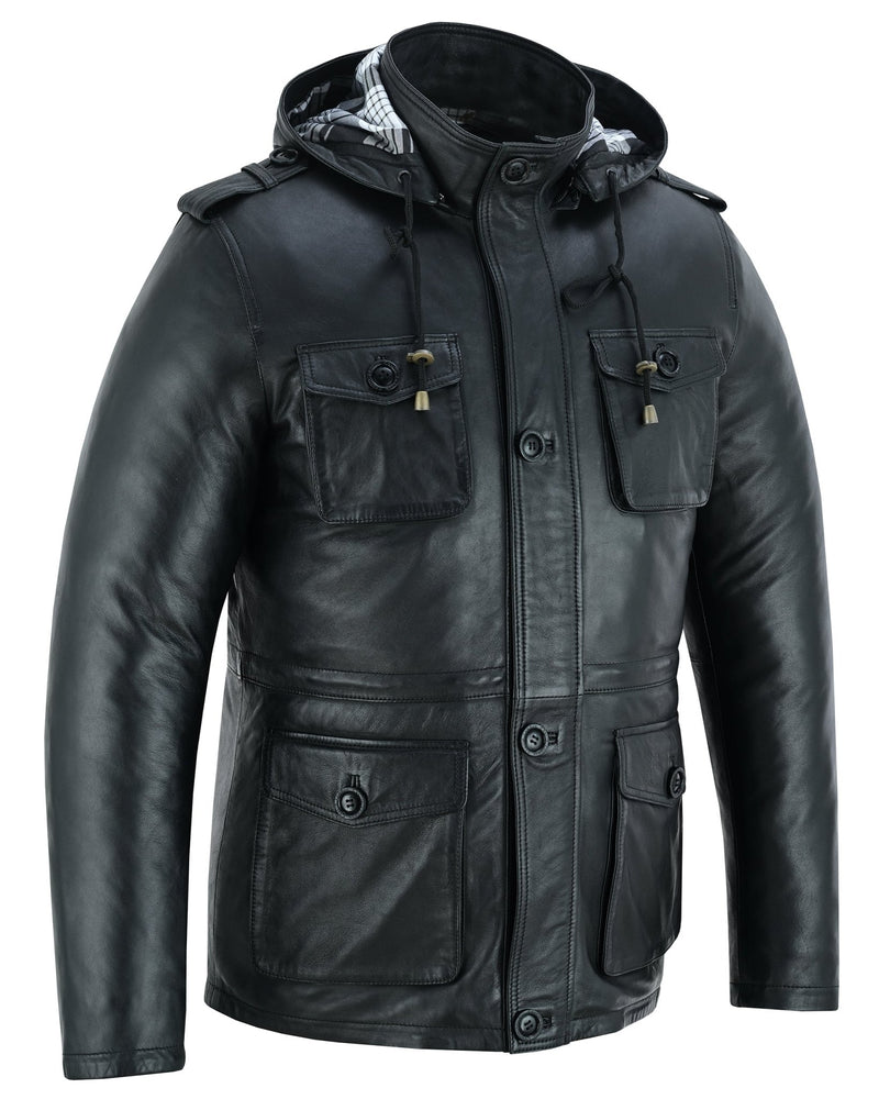 Stylish Men's Leather Parka Jacket for a Smart Casual Look -