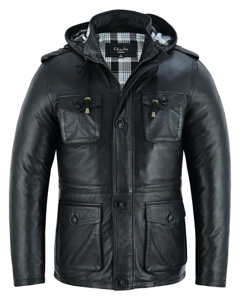 Stylish Men's Leather Parka Jacket for a Smart Casual Look -