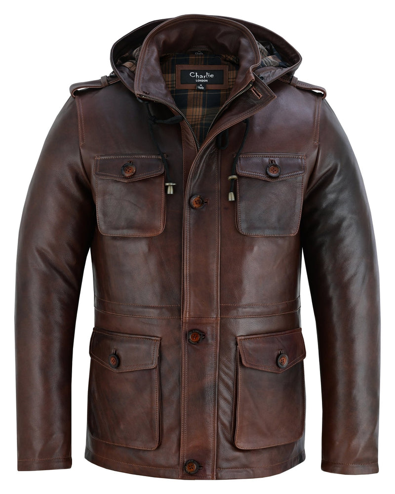 Stylish Men's Leather Parka Jacket for a Smart Casual Look -