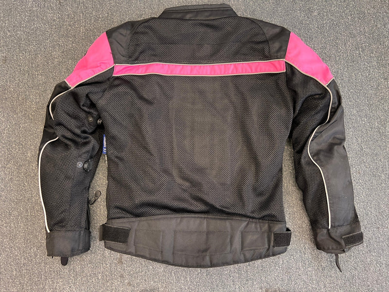 Waterproof Womens Ladies Black and Pink Textile Mesh Biker Jacket XL - 