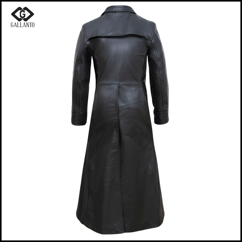 Matrix Neo Black Leather Trench Long Coat - Men's Long Trench Coat Gothic Style