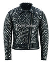 Women's Black Designer Leather Biker Jacket with Silver Studs -