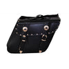 34 Leather Zip Off Chrome Plated with Studs Biker Saddle Bags -