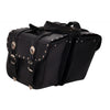 34 Leather Zip Off Chrome Plated with Studs Biker Saddle Bags -