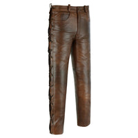 502 Jean Style Leather Pants Trousers with Side Laces -