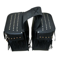 507 Fringe Tassle Motorcycle Leather Saddle Bag -