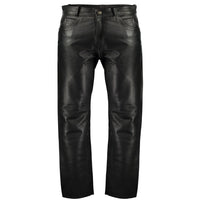 Black Classic Fitted Biker Cowhide Leather Trousers -