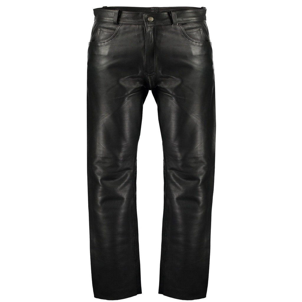 Mens leather clearance trousers uk