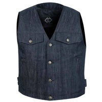 Black Denim Jeans Vest Gilet Biker Casual Lightweight -