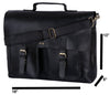 Black Leather briefcase Laptop Messenger Bags for Men & Women - Office File Folder Bag -