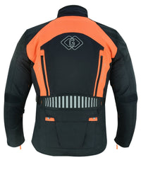 Black & Orange Biker Textile Long Motorcycle Jacket -