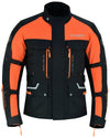 Black & Orange Biker Textile Long Motorcycle Jacket -