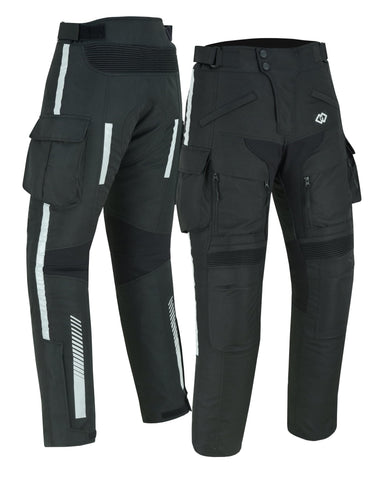 black textile biker motorcycle cargo waterproof armoured trousers pants 625785 large