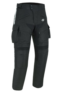 Black Textile Biker Motorcycle Cargo Waterproof Armoured Trousers Pants -