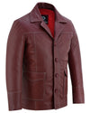 Brad Pitt Fight Club Dark Red Blazer Style Leather Jacket -