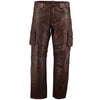 Brown Cargo Pockets Combat Leather Trouser Motorcycle -