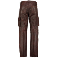 Brown Cargo Pockets Combat Leather Trouser Motorcycle -