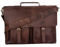 Brown Leather briefcase Laptop Messenger Bags for Men & Women - Office File Folder Bag -