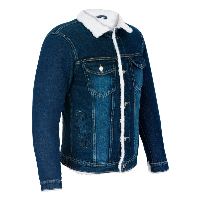 Classic Denim Sherpa Jacket in Blue -