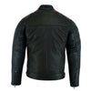 Classic Mens British Motorcycle Black Wax Leather Jacket Biker Red White Striped -