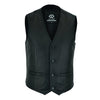 Classic Mens Buttoned Black Leather Waistcoat Vest -