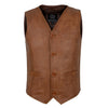 Classic Mens Buttoned Black Leather Waistcoat Vest -