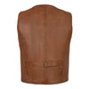 Classic Mens Buttoned Black Leather Waistcoat Vest -