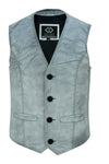 Classic Mens Buttoned Leather Waistcoat Biker Vest in Black, Brown, Tan or Blue -