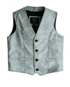 Classic Mens Buttoned Leather Waistcoat Biker Vest in Black, Brown, Tan or Blue -