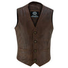 Classic Mens Buttoned Leather Waistcoat Biker Vest in Black or Tan -