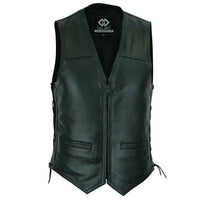 Classic Mens Real Leather Biker Motorcycle Zip Vest Waistcoat Black or Brown -