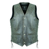 Classic Stonewash Grey Vintage Biker Leather Vest Buttoned -