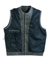 Collarless Sons of Anarchy Cut Off Cowhide Leather Vest Biker Motorcycle -