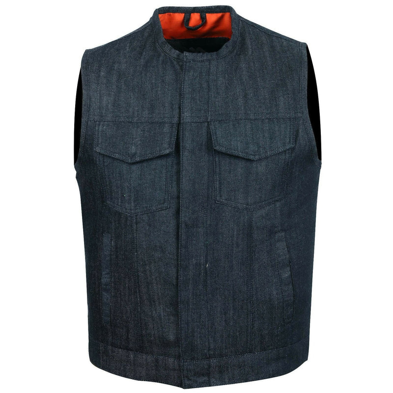 Cut off Black Denim Mens Womens Biker Vest -