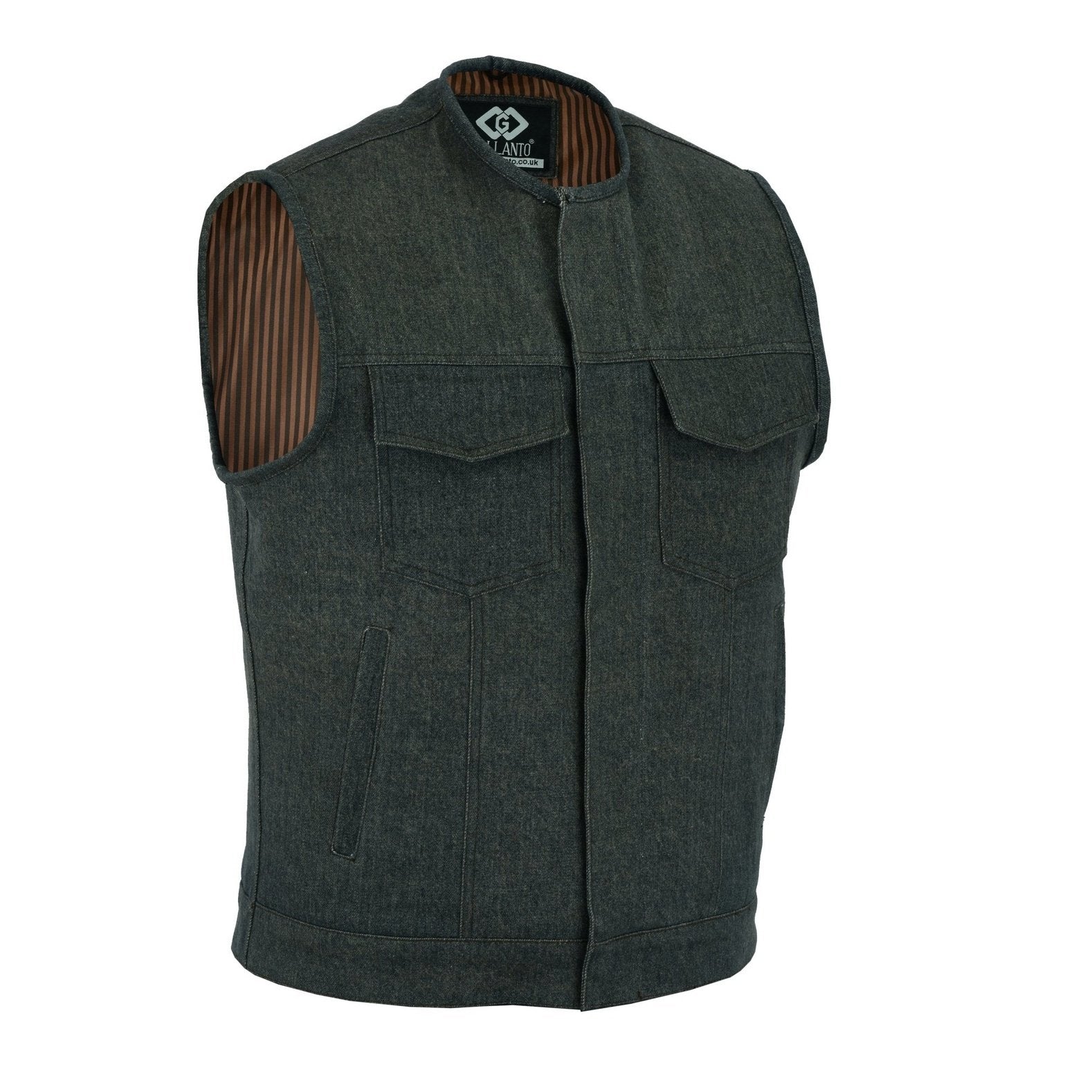 Cut off Brown Denim Mens Biker Vest Gilet Jeans Motorcycle SOA