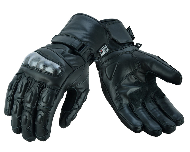 Gallanto Black Motorcycle Armoured Thinsulate Leather Gloves -