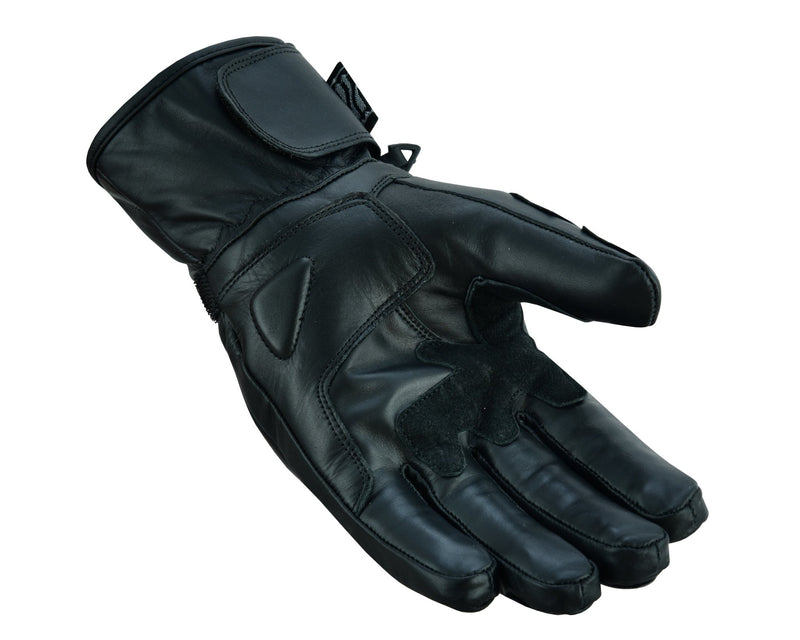 Gallanto Black Motorcycle Armoured Thinsulate Leather Gloves -