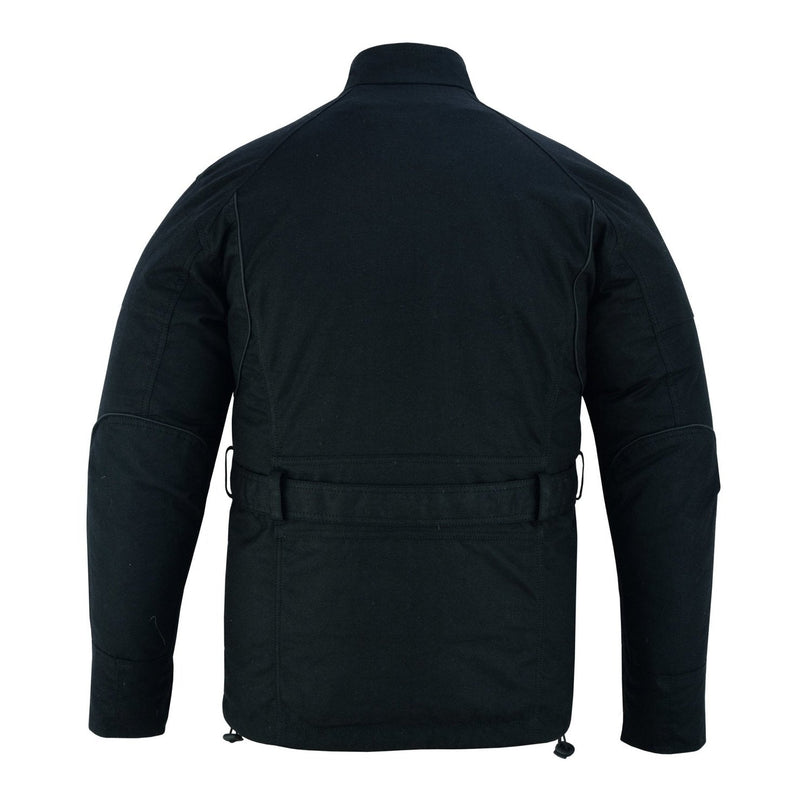 Gallanto Black Wax Cotton Armoured Motorcycle Biker Long Waterproof Jacket -