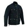 Gallanto Black Wax Cotton Armoured Motorcycle Biker Long Waterproof Jacket -