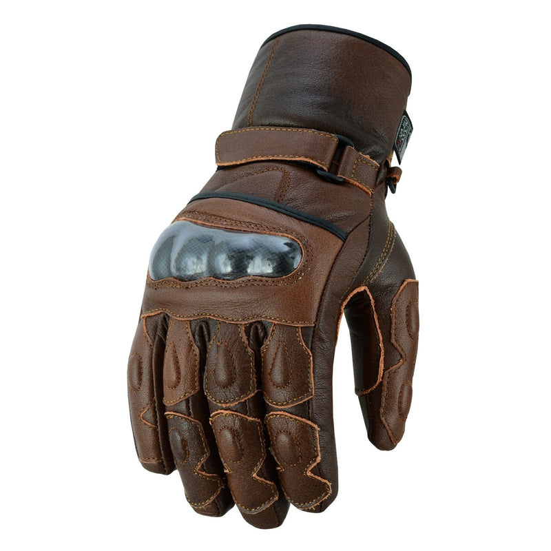 Gallanto Brown Motorcycle Armoured Thinsulate Leather Gloves -