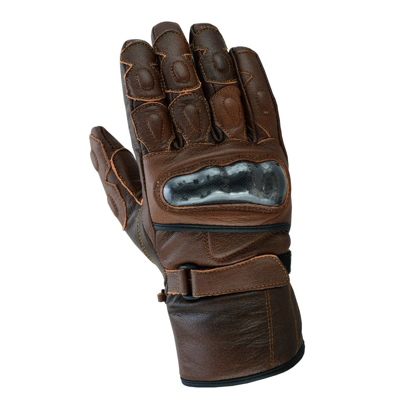 Gallanto Brown Motorcycle Armoured Thinsulate Leather Gloves -