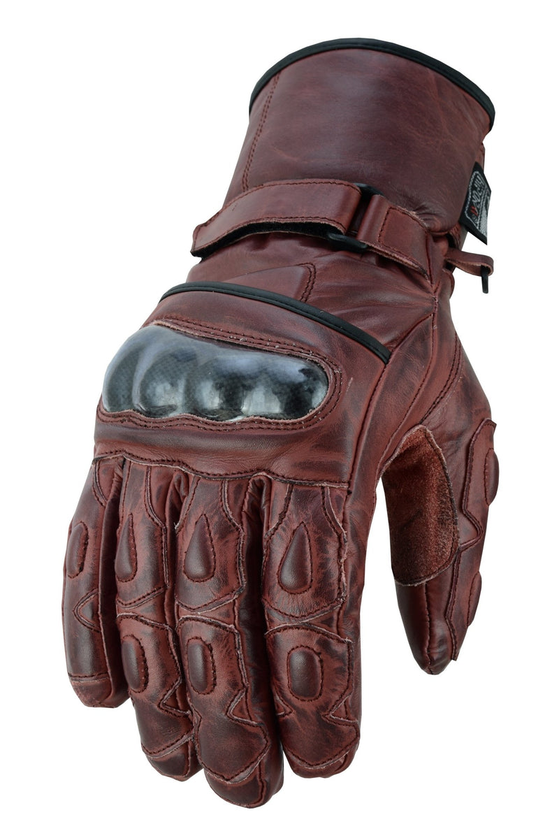 Gallanto Brown Motorcycle Armoured Thinsulate Leather Gloves -