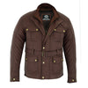 Gallanto Brown Wax Cotton Armoured Motorcycle Biker Long Waterproof Jacket -