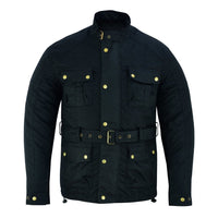 Gallanto Wax Cotton Armoured Motorcycle Motorbike Jacket Waterproof -