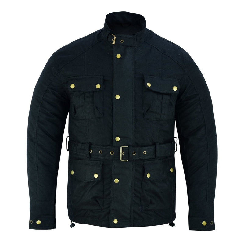 Gallanto Wax Cotton Armoured Motorcycle Motorbike Jacket Waterproof -