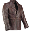 Long Eddie Dark Brown Belted Biker Leather Jacket -